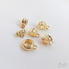 14K包金保色手鍊隔珠桶珠帶吊圈吊墜扣diy手工手串項鍊首飾品配件