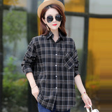 Women's spot long plaid shirt Spring and Autumn New Korean version of loose slim Joker women's shirt Women's wholesale