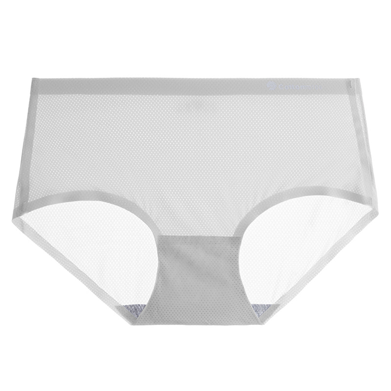 Ropa interior de las mujeres seda del hielo sin costura algodón entrepierna verano transpirable agujero delgada chica sexy Super transparente briefs