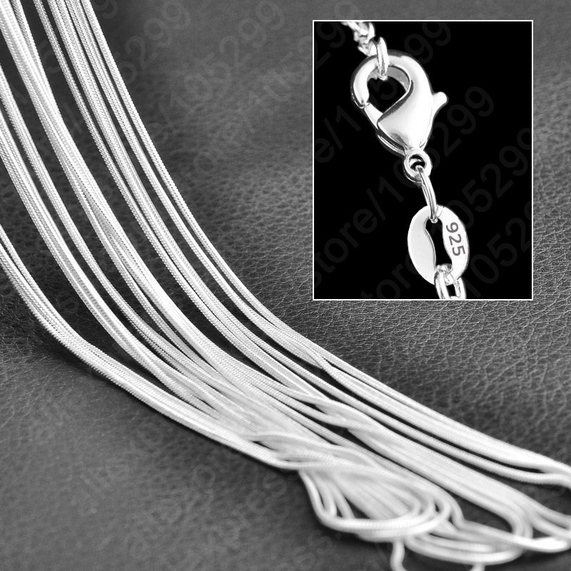 Zhuyue silver plated 1MM snake chain necklace European and American fashion silver plated 5PCs set with chain snake bone chain cross-border exclusive