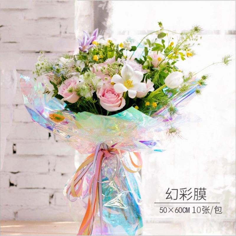 Christmas Safety Fruit Packaging Paper 1.8 Silk Symphony Película láser Película de vidrio Flores Material de bricolaje Paquete colorido Piruleta