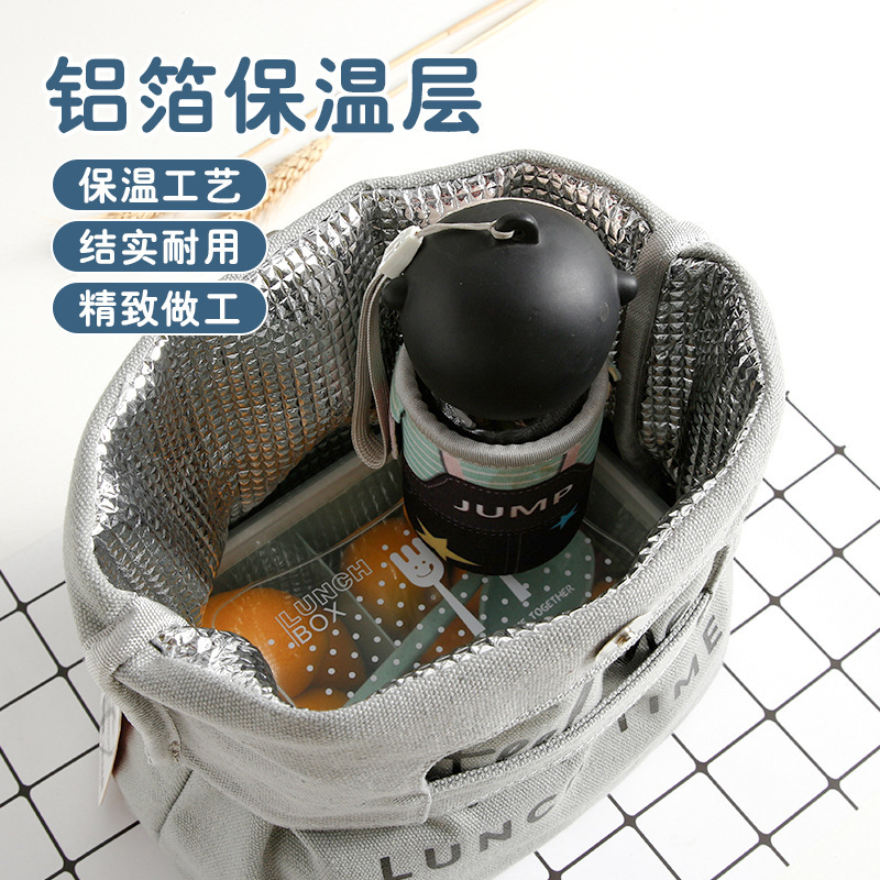 Bolsa de aislamiento térmico de estilo japonés, bolsa de almuerzo de lona impermeable, bolsa de arroz de mano, bolsa de arroz