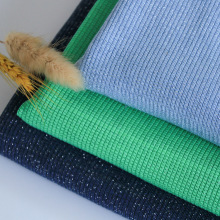 金属丝银线2*2坑条 闪光弹力罗纹时装连衣裙银线涤氨坑条面料罗纹