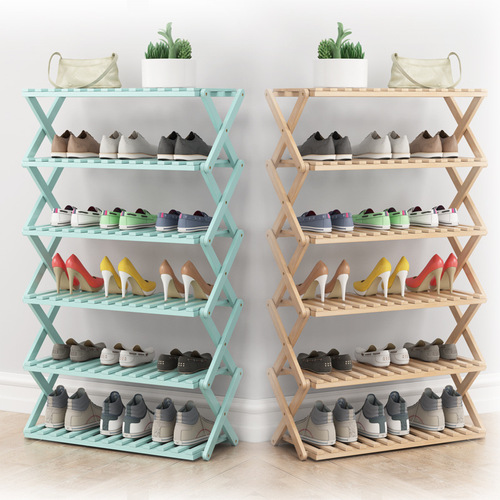 Shoe rack multi-layer simple household economical rack dormitory door storage rack free installation folding bamboo shoe cabinet