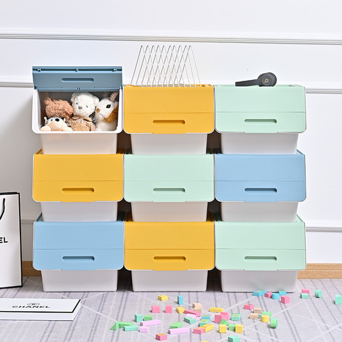Wholesale front opening storage box children's toys side opening storage box clothes storage box basket snack organizer plastic
