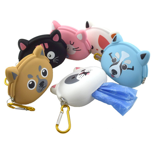 Pets go out silicone garbage box training bag cat and dog outdoor portable hanging buckle waist bag toilet environment cleaning