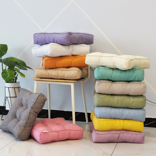 Custom factory-made 3D thick linen-like seat cushion for compressed shipping, flame-retardant floor mat, candy-colored high-elastic chair cushion