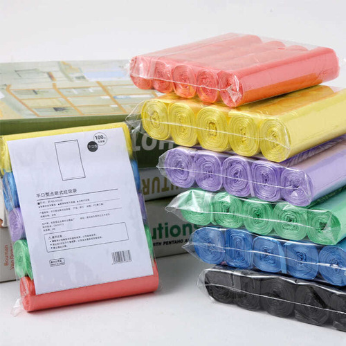 Colored Heavy-Duty Disposable Trash Bags for Office and Home Use, Black Plastic Bags with 5 Rolls of 60 Pcs
