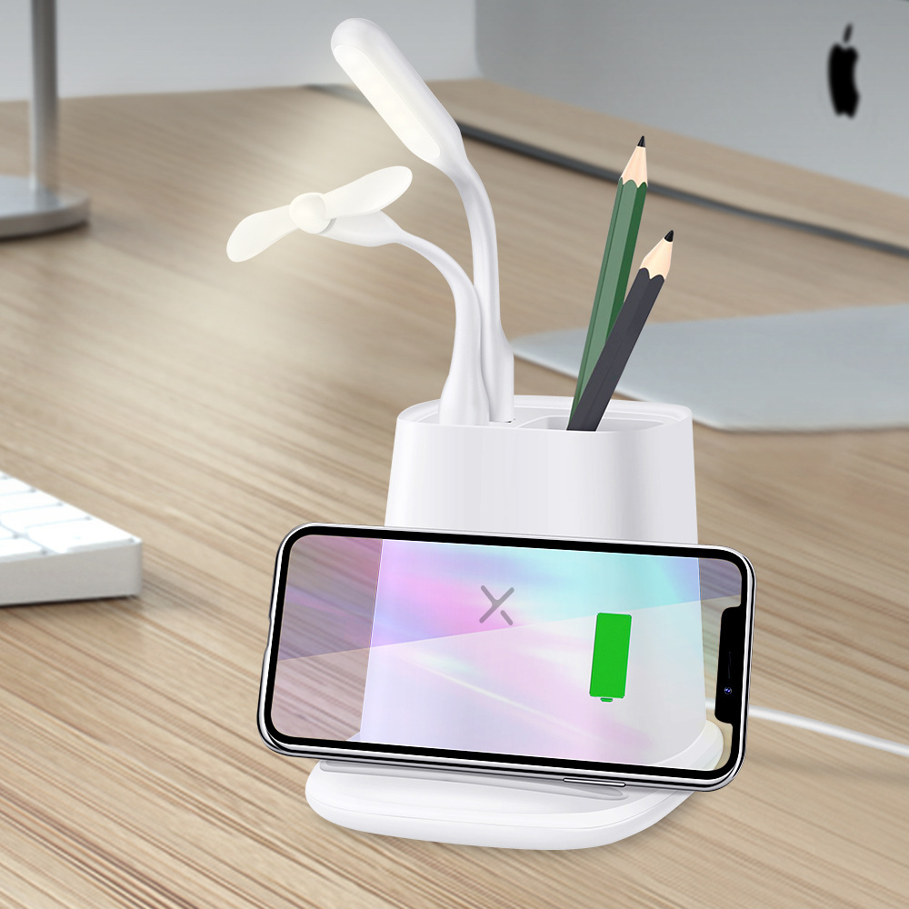多功能二合一无线充电器居家办公桌面笔筒15w手机充电器礼品|ru