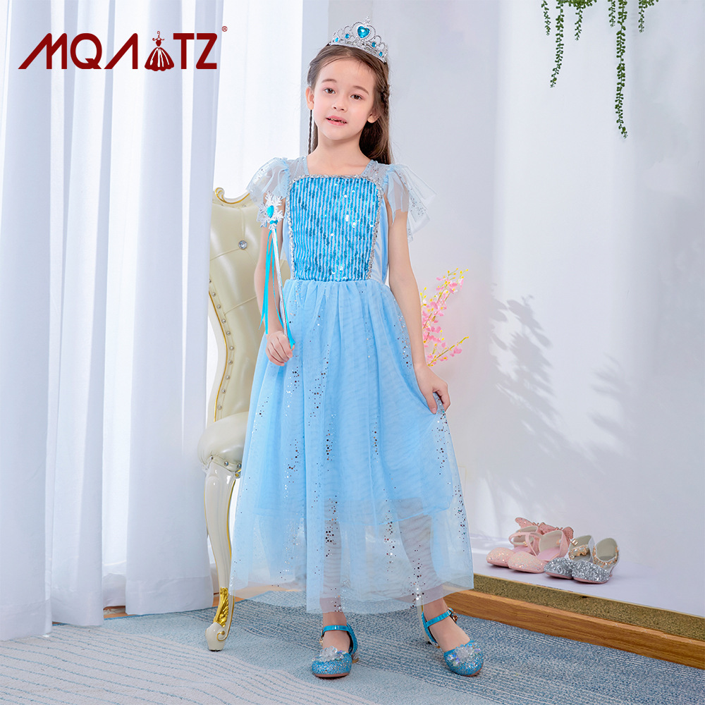 New cross-border e-commerce item: Elsa princess dress, Frozen style with sequined snowflake cape, for kids and children.
