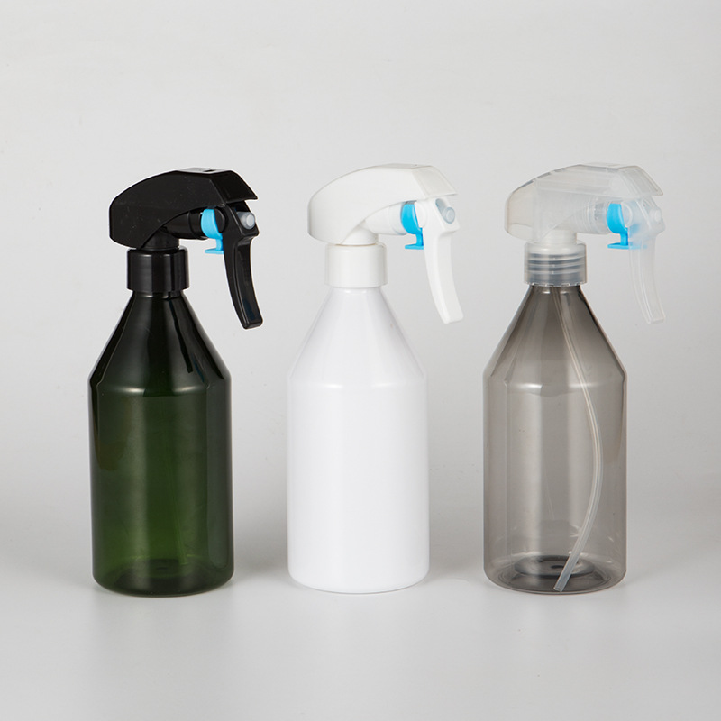300ml botella de hombro oblicuo con flor rey pistola cosmética embalaje riego pelo fina niebla regadera pistola mascota botella vacía