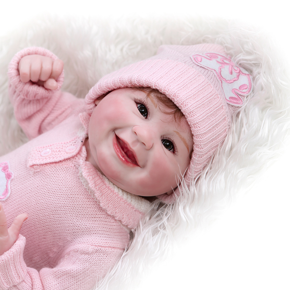 55cm nueva sonrisa lindo bebé sonriente muñeca de comercio exterior Venta caliente nicho suministro