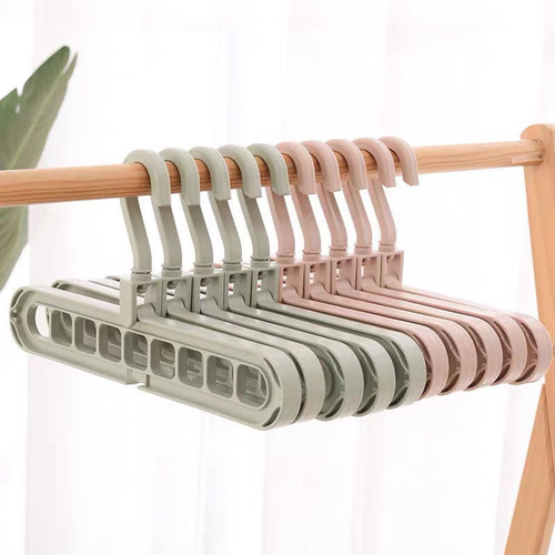T Multi-functional Nine-Hole Clothes Rack Household Travel Storage Gadget Closet Fashion Folding Collapsible Magic Rotating Hanger