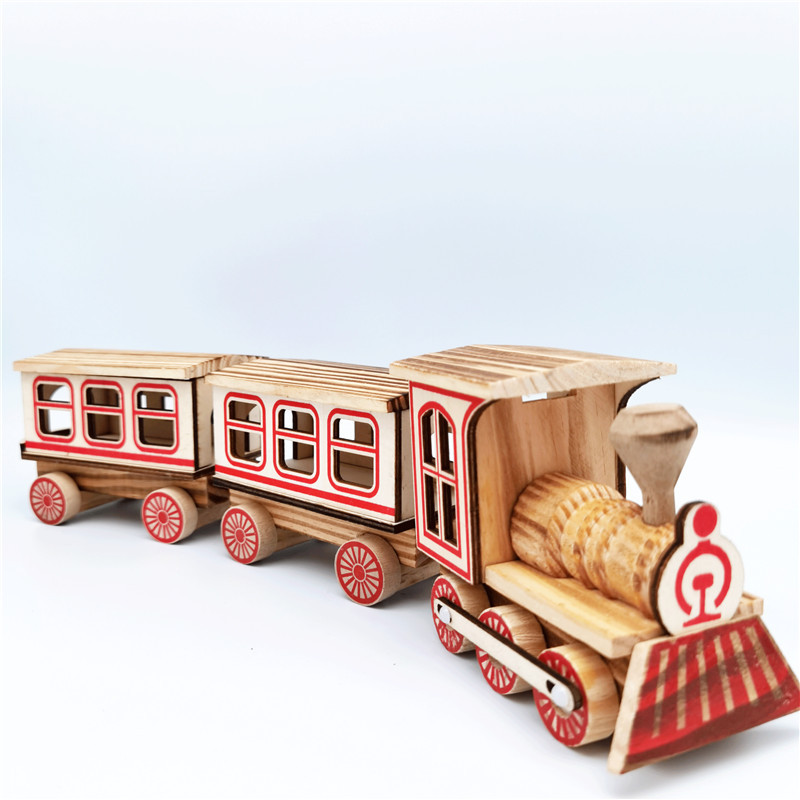 Hot selling three train wooden locomotive travel office creative home decoration simulation retro toys wholesale