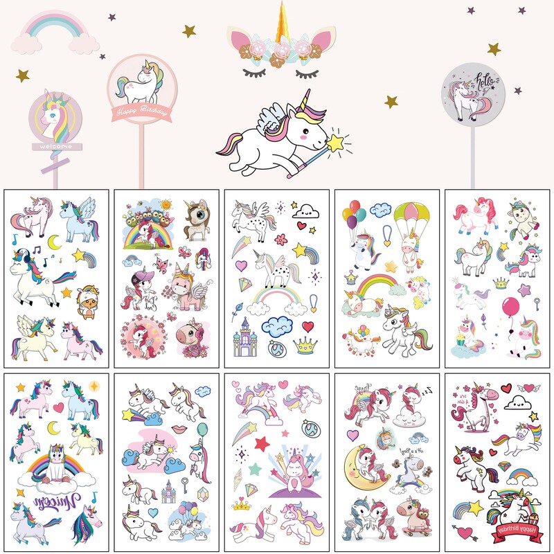 Cross-border supply cartoon unicorn tattoo stickers cute children mermaid dinosaur animal temporary tattoo stickers