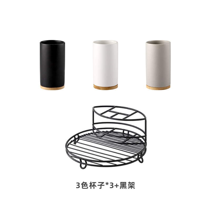 Nórdico hogar simple ins cerámica pareja cepillado taza de lavado traje almacenamiento rack suministros Baño
