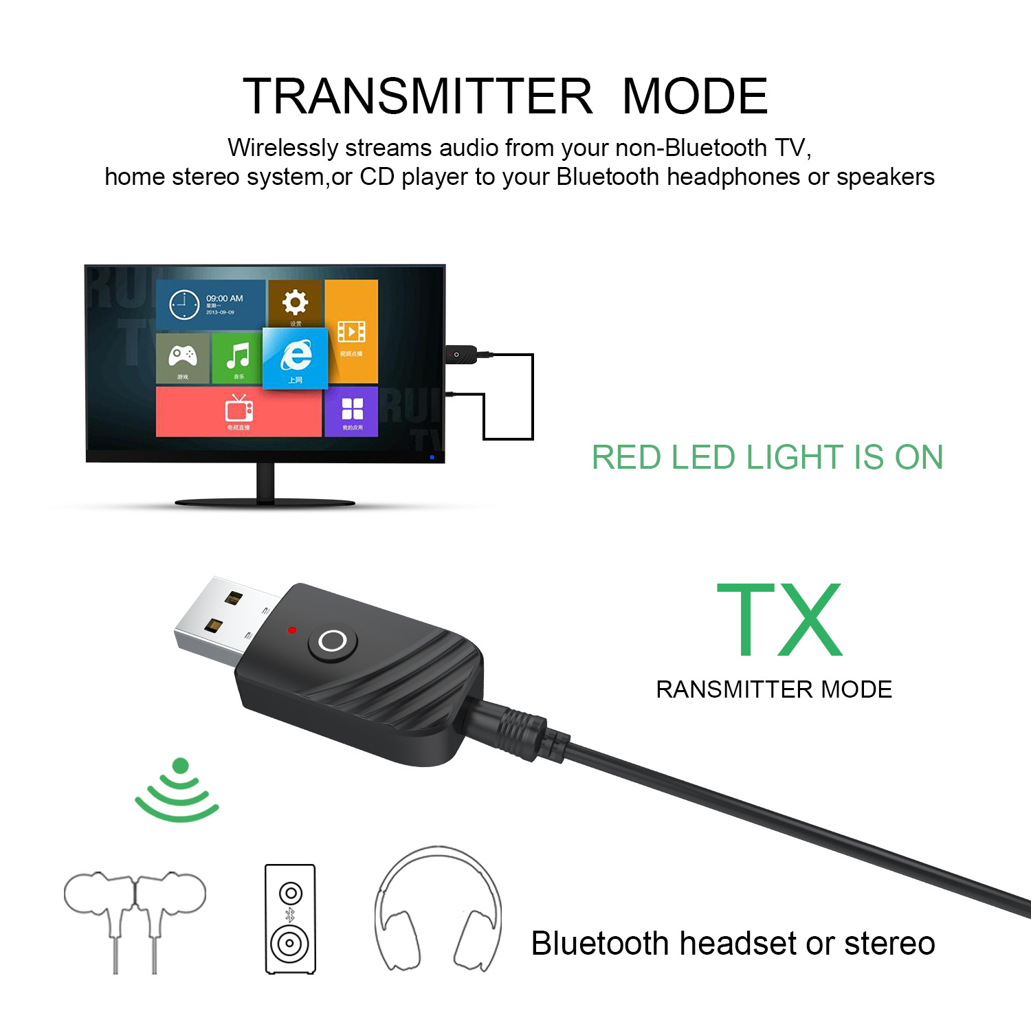 Nuevo 5,0 transmisor receptor de audio Bluetooth tres-en-un adaptador USB TV ordenador Coche SY319