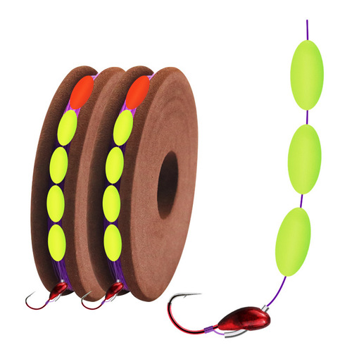 Seven-star floating line group, traditional grass hole Qianyou hook with crooked mouth, crucian carp and carp wild fishing, single hook line group, oblique angle upward hook