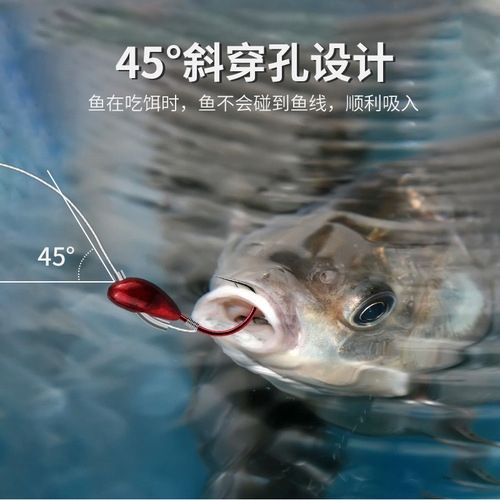 Seven-star floating line group, traditional grass hole Qianyou hook with crooked mouth, crucian carp and carp wild fishing, single hook line group, oblique angle upward hook