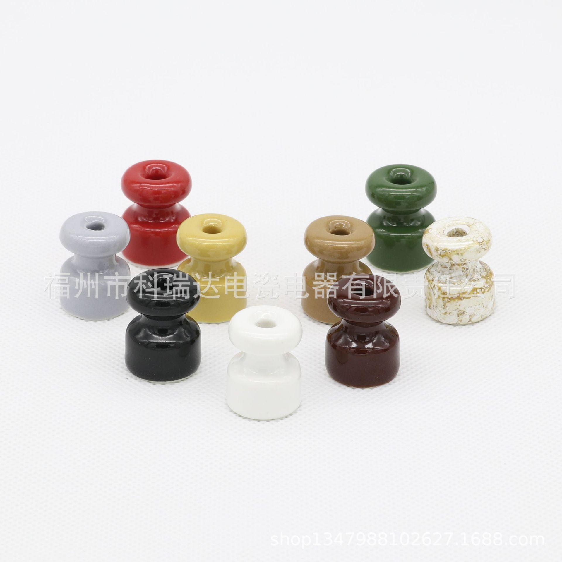 纹釉室内小绝缘子 高品质复古风线夹 陶瓷线扣 电线墙壁固定