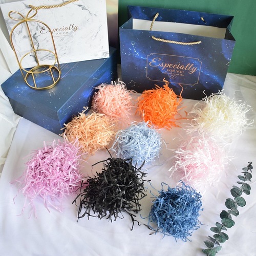 Lafite Grass Paper Cord Gift Box Filler Colorful Shredded Paper Strips Wedding Supplies Candy Box Lining Grass Decorative Material
