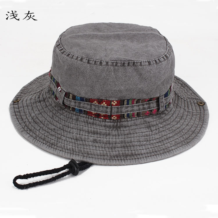 Primavera y verano de los hombres de ala grande sombrero de pescador color sólido casual algodón sombrero de viaje sombrero de Montañismo al aire libre sombrero para el sol de los hombres