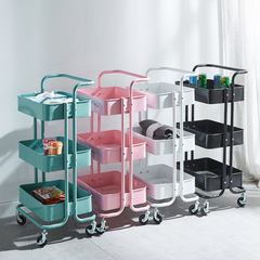 Wholesale 19mm Kitchen Multi-layer Mobile Pouchless Floor Snack Storage Rack Cart