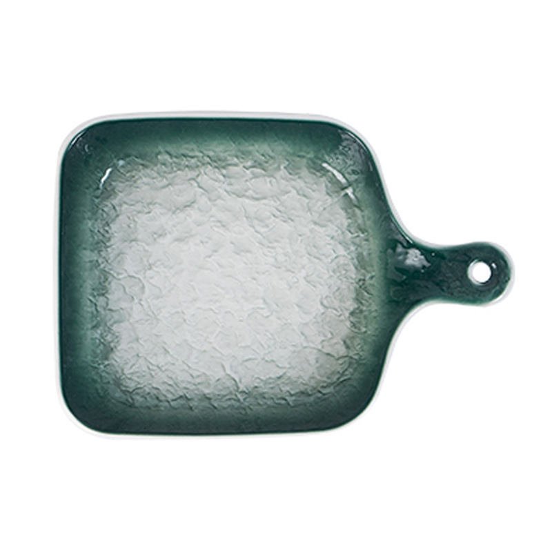 Nórdico simple vajilla de cerámica placa occidental hogar desayuno placa mango cuadrado creativo personalizado placa hornear pan