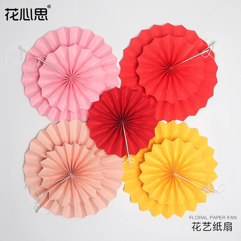 Flor de papel redondo de una sola capa traje de ventilador apertura cesta de flores boda cumpleaños atmósfera diseño plegable papel floral ventilador papel flor de ventilador