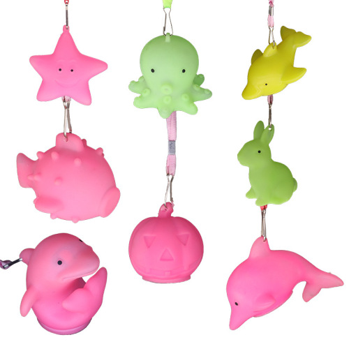 Glowing Lanyard Night Light Colorful Flash Pendant Marine Animals Dolphin Starfish Octopus Pumpkin Lantern Night Market Wholesale