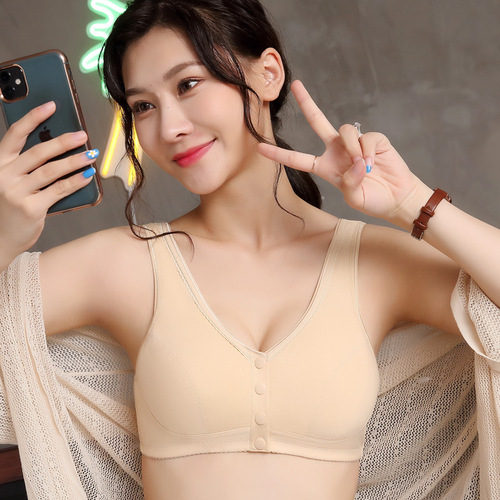 Prosthetic breast bra vest-style post-mastectomy underwear two-in-one bra summer front button cotton without steel ring