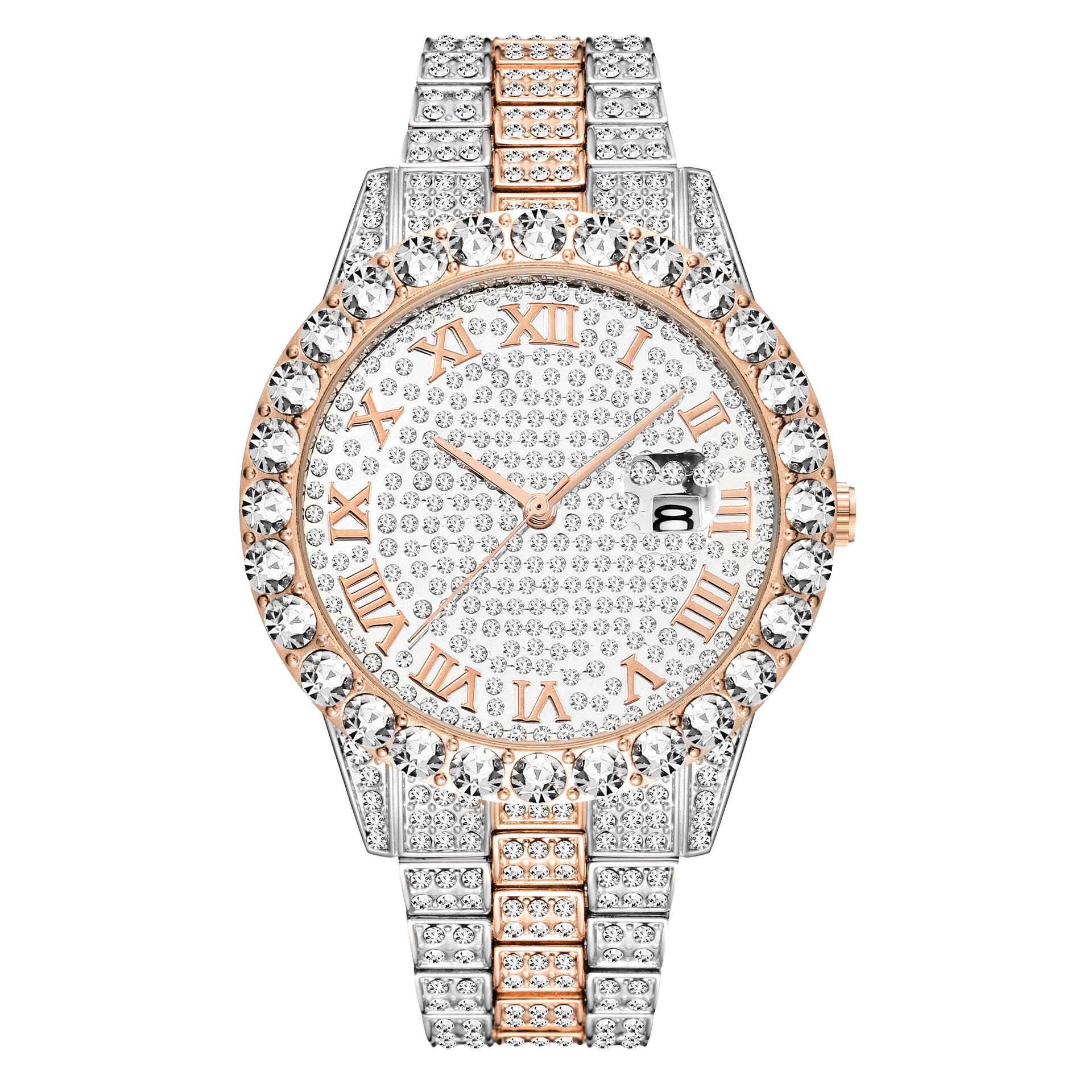 MISSFOX new European fashion waterproof hip hop full Diamond Men's Watch bracelet explosion factory direct sales