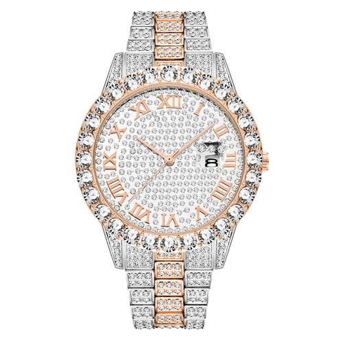 MISSFOX new European trend fashion waterproof hip hop full diamond men's watch bracelet factory direct sale