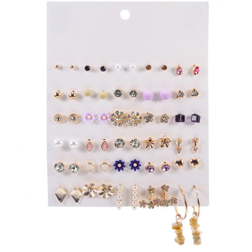 Korean Dongdaemun Fashion Earrings Simple Student Style Versatile Trendy Earrings Female Internet Celebrities Slimming Earrings Set