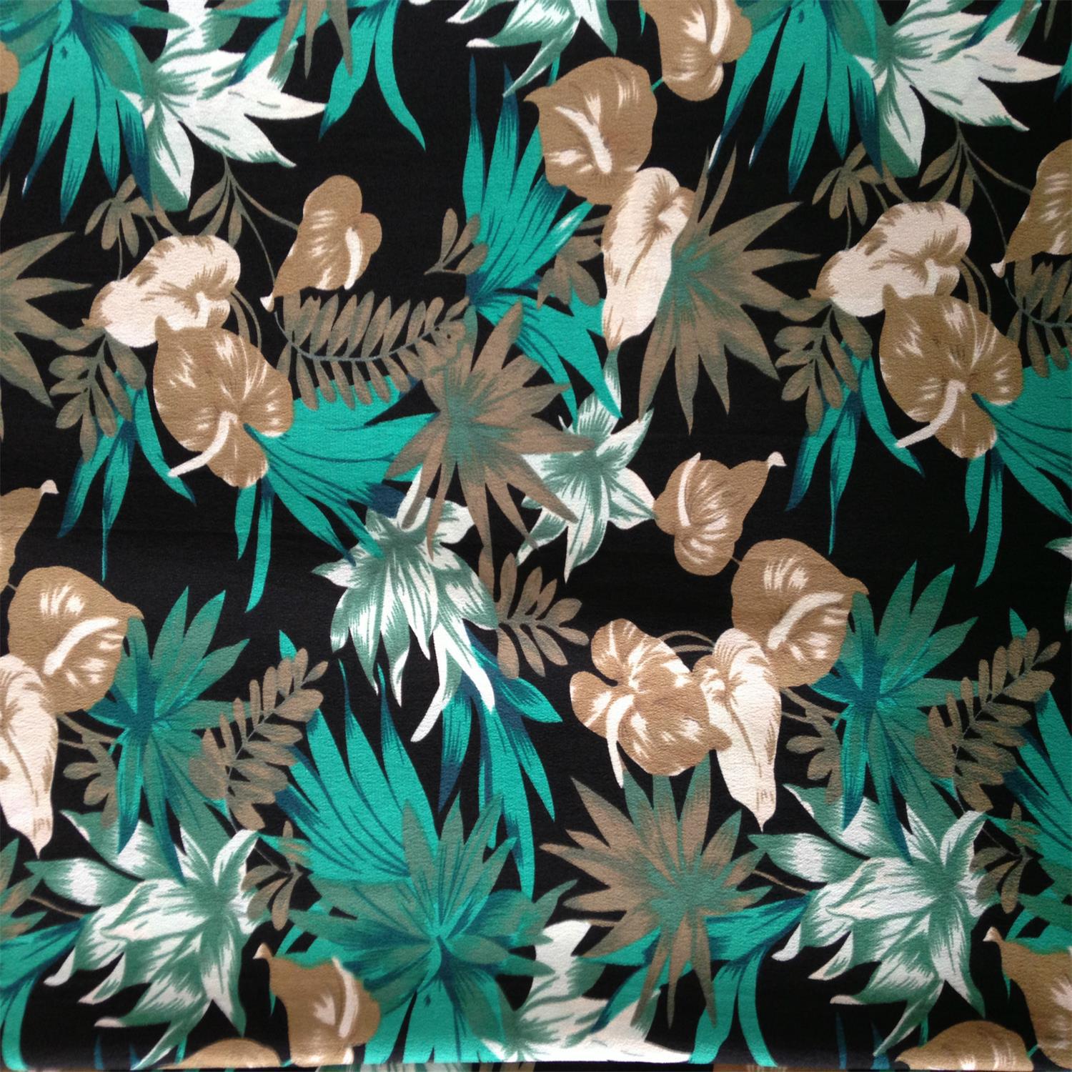 全涤现货热水袋印花染色雪纺雨伞布料 批发花谣布时装仿双绉面料