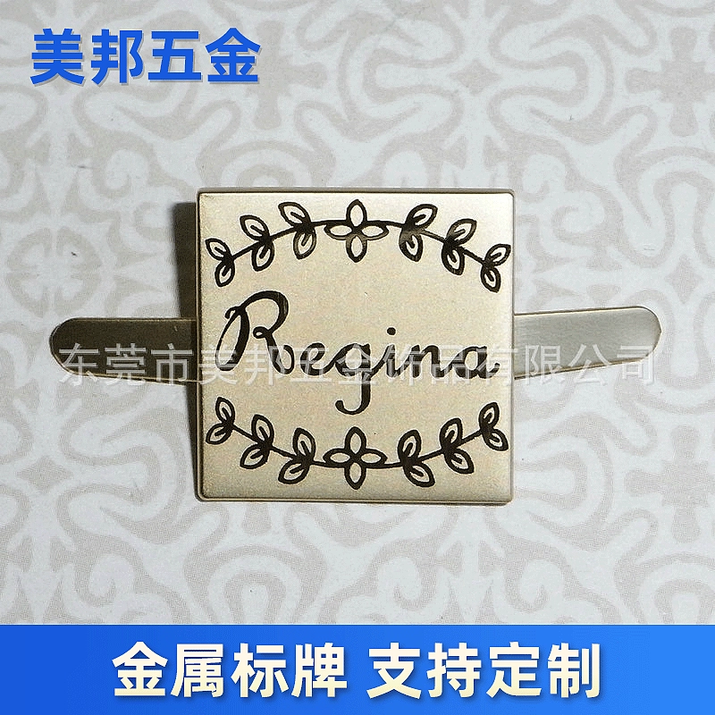 Табличка с именем на заказ, квадратная ножка из цинкового сплава, вогнутое слово, капающее масло, ЛОГОТИП, буквенный гальванический знак тревоги