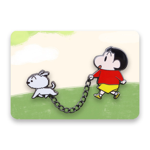 Xiaoxin Dog Walking Badge Brooch Little White Shark Flying Crane Sun Creative Cartoon Gift Chain White Cloud Brooch