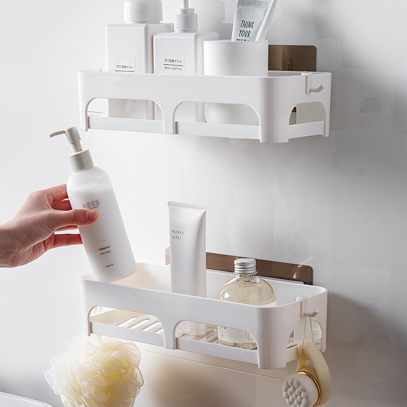 Estante de almacenamiento de baño sin perforaciones Estante de almacenamiento de baño montado en la pared Estante de almacenamiento de lavabo Estante de almacenamiento de baño