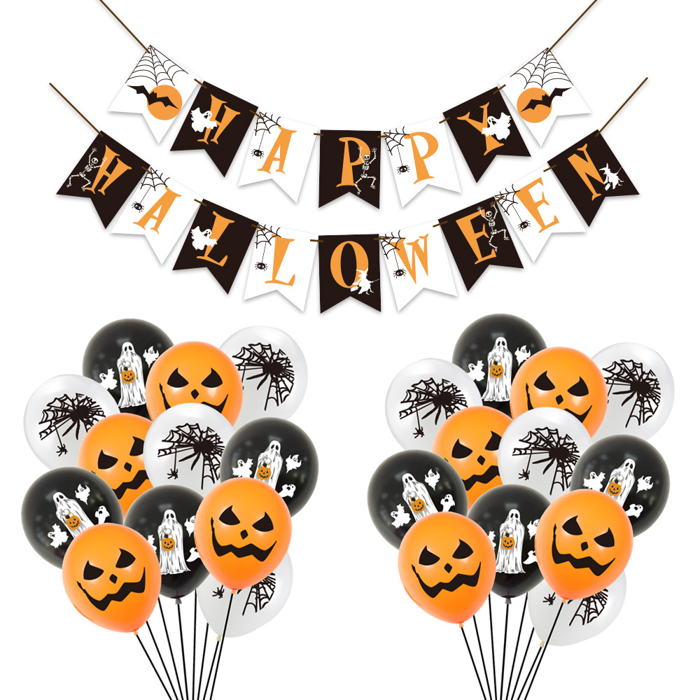 Halloween party decoration balloon set pumpkin spider ghost print latex balloon_voghion.com