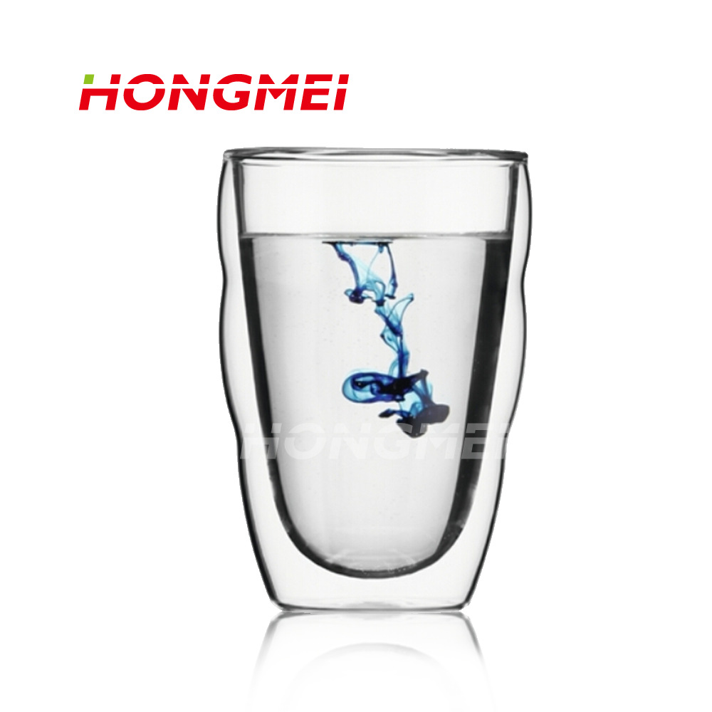 Cylindrical water ripple double glass thread coffee cup comfortable…