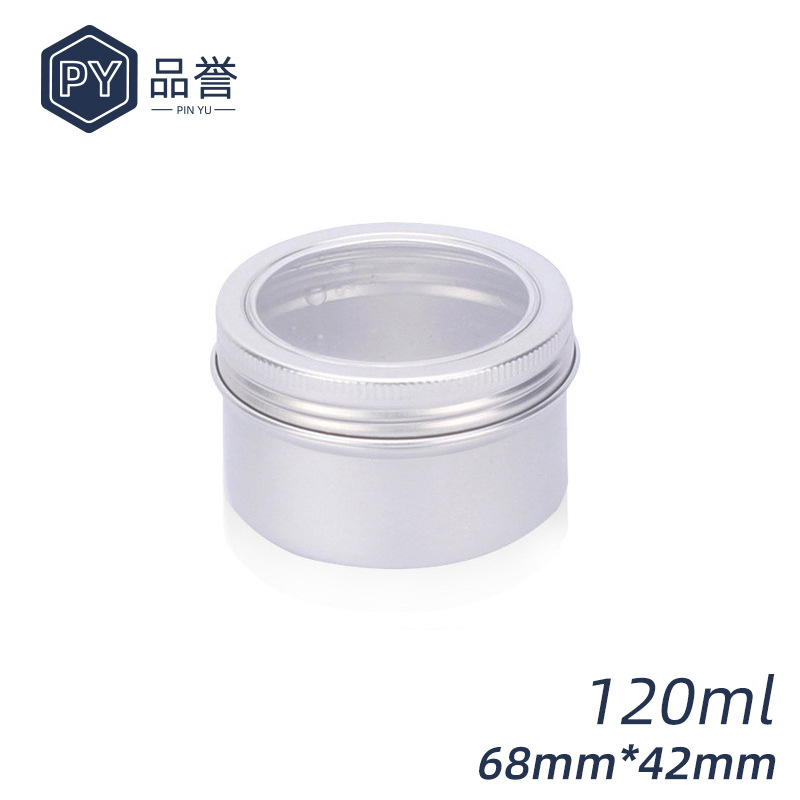 120ml圆形开窗铝盒 U盘盒藏红花精制金属铝盒 68*42mm批发铝罐