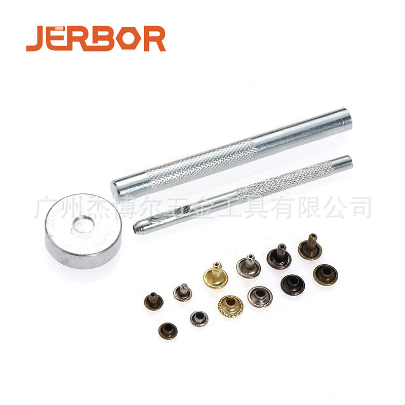 360 sets 6mm8mm remache de doble cara herramientas de instalación + alicates de cuero tapa impacto remache accesorios remache en stock