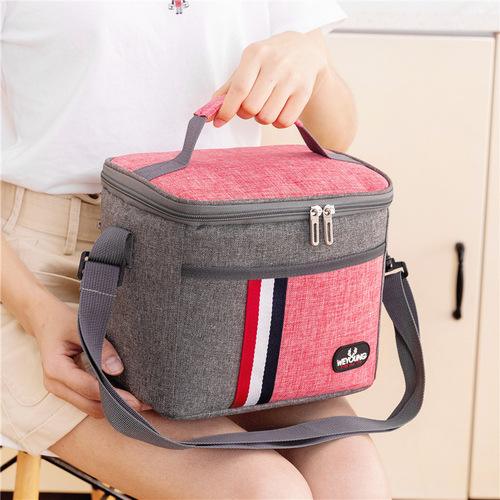 Wholesale aluminum foil lunch bag waterproof ice bag portable lunch box bag thickened striped lunch bag insulated bag cross border