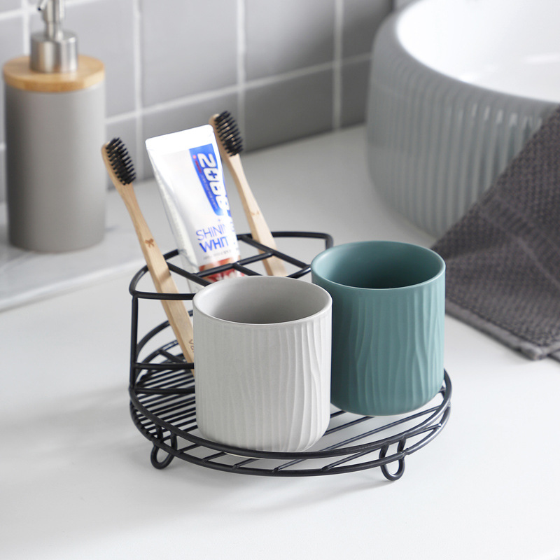 Nordic ins simple casa creativa pareja de cerámica enjuague bucal taza cepillo de dientes taza traje de almacenamiento rack