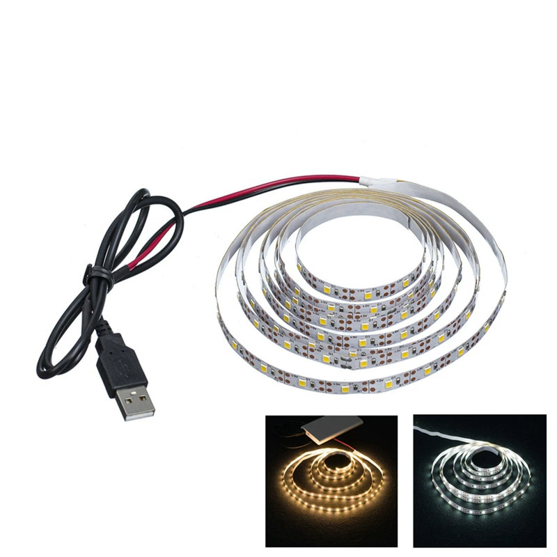 LED light strip USB 5V, factory set, lengths 0.5–5 m, white/warm/RGB with controllers