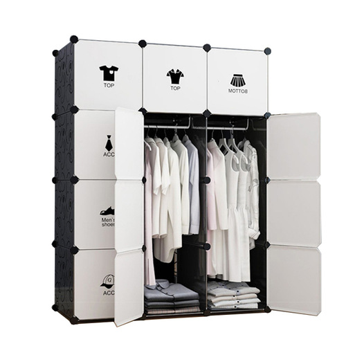 Simple wardrobe cloth folding assembly storage cabinet set plastic dormitory rental room thick steel frame assembly wardrobe