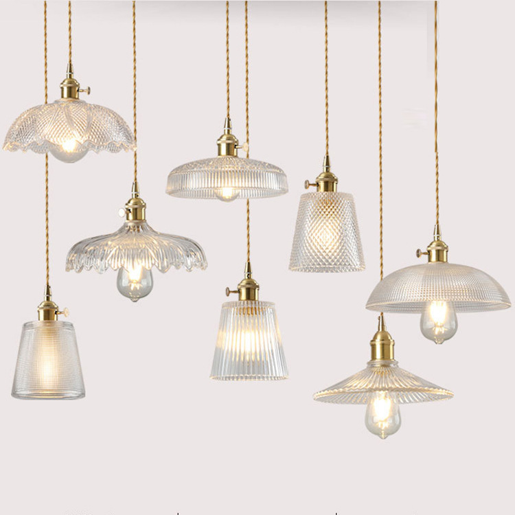 Trendy Scandinavian Chandelier Personalized Creative Brass Single-Head Glass Milk Tea Shop Bar Restaurant Living Room Lamps