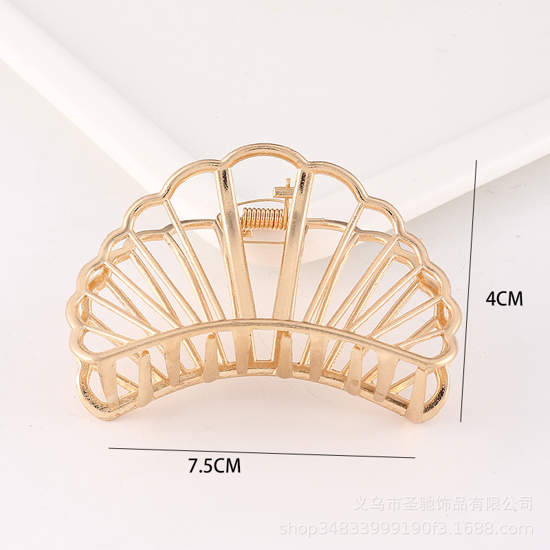 Pinza de Pelo Estilo Coreano, Accesorio para el Cabello con Revestimiento Electrolítico de Aleación, Pinza de Tiburón Grande, Simple y Moderna para Mujer