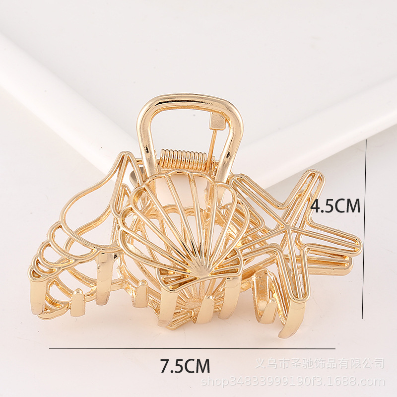 Pinza de Pelo Estilo Coreano, Accesorio para el Cabello con Revestimiento Electrolítico de Aleación, Pinza de Tiburón Grande, Simple y Moderna para Mujer