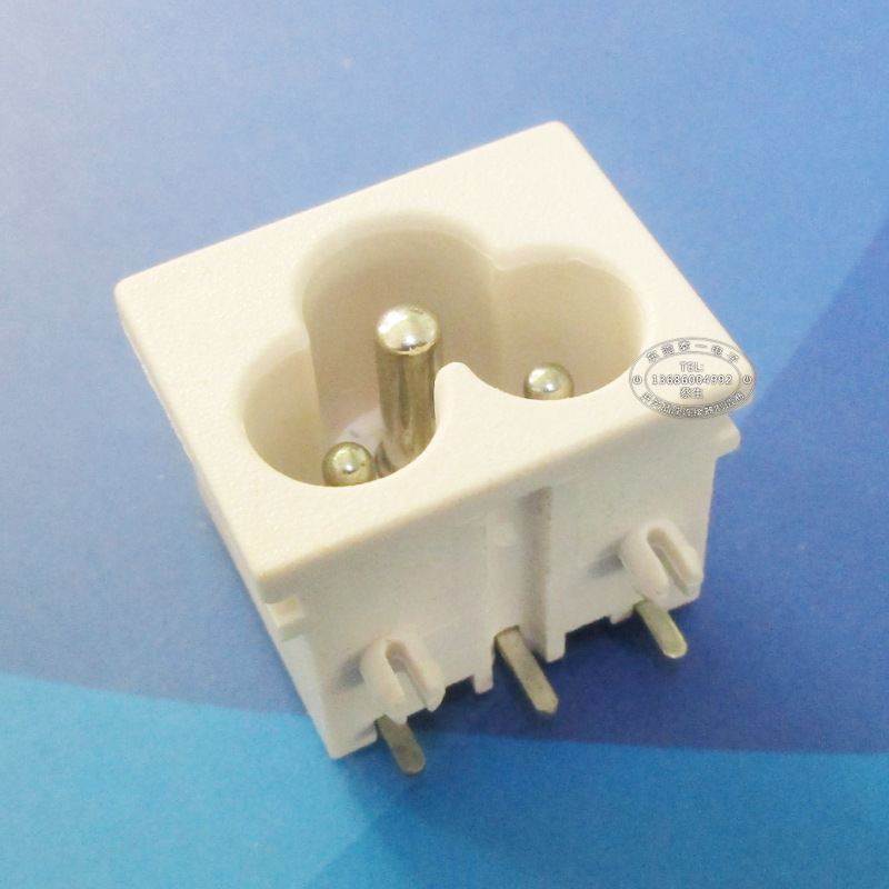 尼龙耐高温三芯充电接口 梅花尾白色可调色23*18AC电源插座LH-6